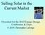 Selling Solar in the Current Market
