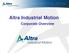 Altra Industrial Motion. Corporate Overview