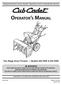 Safe Operation Practices Set-Up Operation Maintenance Service Troubleshooting Warranty. Two Stage Snow Thrower Models 930 SWE & 933 SWE
