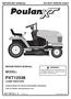 PXT12538 LAWN TRACTOR MODEL: REPAIR PARTS MANUAL Rev CL Printed in the U.S.A. WARNING: