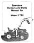 =-=-===~-~, Speedex. Owners and Parts Manual for. Model 1732