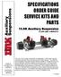 SPECIFICATIONS ORDER GUIDE SERVICE KITS AND PARTS