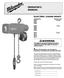 OPERATOR S MANUAL. Follow all instructions and warnings for ELECTRIC CHAIN HOIST /2 Ton Ton