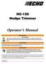 HC-155 Hedge Trimmer. Operator s Manual