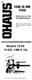 14-50, 14M & 14L. Models FOUR-IN-ONE SCALE. Directions for Use and Maintenance. Please read this manual before you use your Ohaus Scale