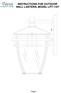 INSTRUCTIONS FOR OUTDOOR WALL LANTERN, MODEL LPT-1107