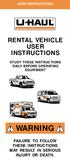 USER INSTRUCTIONS RENTAL VEHICLE INSTRUCTIONS STUDY THESE INSTRUCTIONS DAILY BEFORE OPERATING EQUIPMENT WARNING