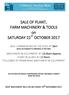 SALE OF PLANT, FARM MACHINERY & TOOLS on SATURDAY 21 ST OCTOBER 2017