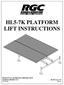 HL5-7K PLATFORM LIFT INSTRUCTIONS