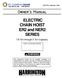 Owner s Manual. ELECTRIC CHAIN HOIST ER2 and NER2 SERIES