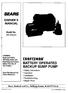 SEARS CRRFTSMRN BATTERY OPERATED BACKUP SUMP PUMP OWNER'S MANUAL. Model No Operation Installation Troubleshooting