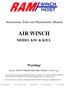 AIR WINCH MODEL K5U & K5UL. Warning! Review WINCH OPERATING PRACTICES Prior to use.