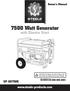 7500 Watt Generator. with Electric Start.   SP-GG750E. Owner s Manual