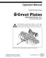 Great Plains. Operator Manual. Manufacturing, Inc. Simba Double Press.   ORIGINAL INSTRUCTIONS Copyright 2013 Printed