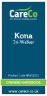 Kona. Tri-Walker.   OWNERS HANDBOOK. Product Code: WA02021