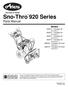 Sno-Thro 920 Series. Parts Manual. Models