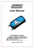 User Manual. 12 Volt Battery Charger THIS MANUAL CONTAINS IMPORTANT SAFETY AND OPERATING INSTRUCTIONS READ ENTIRE INSTRUCTION BEFORE USE