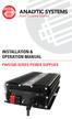 INSTALLATION & OPERATION MANUAL PWS1505 SERIES POWER SUPPLIES