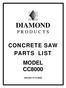 DIAMOND CONCRETE SAW PARTS LIST MODEL CC8000 P R O D U C T S. (Revised )