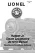 /00 LIONEL. Hudson Jr. Steam Locomotive Owner s Manual. SignalSounds/Conventional RailSounds