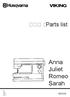 Parts list. Anna Juliet Romeo Sarah. Printed in Sweden. Made in Sweden (Replaces ) Jan-2001